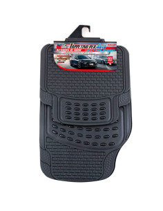 Tradineur - Set de 4 alfombrillas de goma universales para coche, alfombras delanteras y traseras flexibles para vehículos, resi