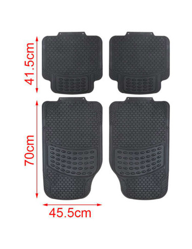 Tradineur - Set de 4 alfombrillas de goma universales para coche, alfombras delanteras y traseras flexibles para vehículos, resi