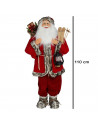 Tradineur - Figura de Papá Noel con esquís, poliéster y plástico, Santa Claus de pie, decoración festiva, adornos Navidad, escap