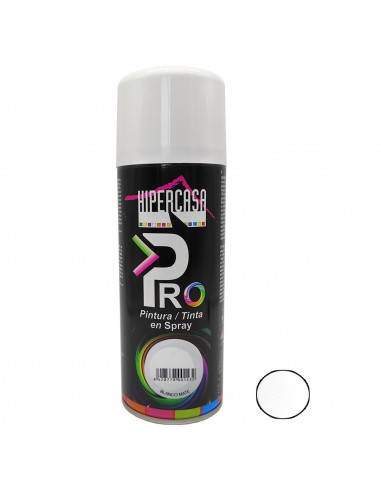 Hipercasa - Spray de pintura blanco mate 400 ml, válido para multitud de superficies y materiales, uso en exterior y lugares bie