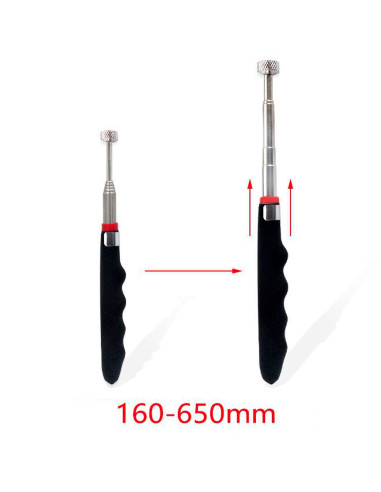 Tradineur - Imán telescópico, varilla magnética extensible de 16 a 65 cm, recoger tornillos, tuercas, objetos metálicos, herrami