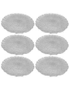 Tradineur - Pack de 6 bajoplatos redondos reutilizables de plástico, modelo Eri, plato llano decorativo, bandeja para presentaci
