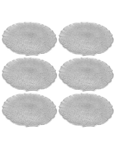 Tradineur - Pack de 6 bajoplatos redondos reutilizables de plástico, modelo Eri, plato llano decorativo, bandeja para presentaci