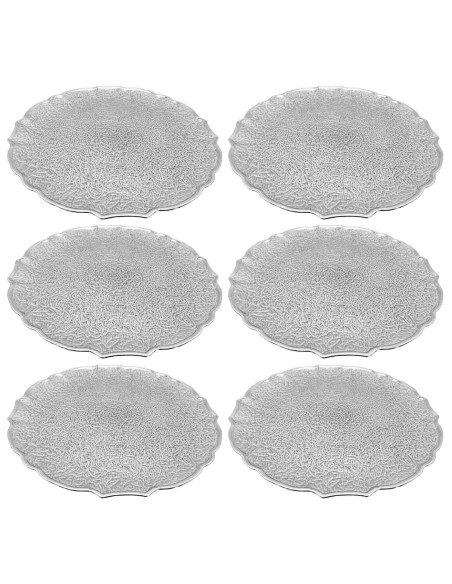 Tradineur - Pack de 6 bajoplatos redondos reutilizables de plástico, modelo Eri, plato llano decorativo, bandeja para presentaci