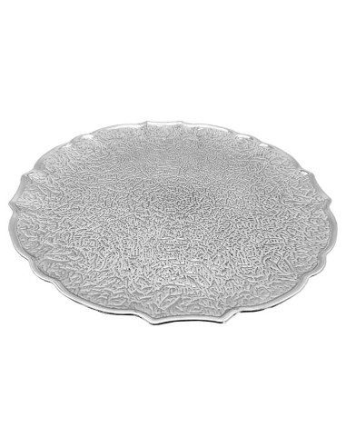 Tradineur - Pack de 6 bajoplatos redondos reutilizables de plástico, modelo Eri, plato llano decorativo, bandeja para presentaci