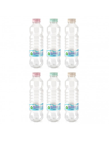 Tradineur - Pack de 6 Botellas de Almacenamiento - Capacidad: 775 ml - Apto para almacenamiento de almientos - Ø 7 x 24 cm