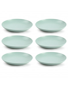 Tradineur - Pack de 6 Platos llanos - Fabricado en Plástico - Apto para uso alimenticio, Microondas y Congelador - Ø 22 x 3 cm -