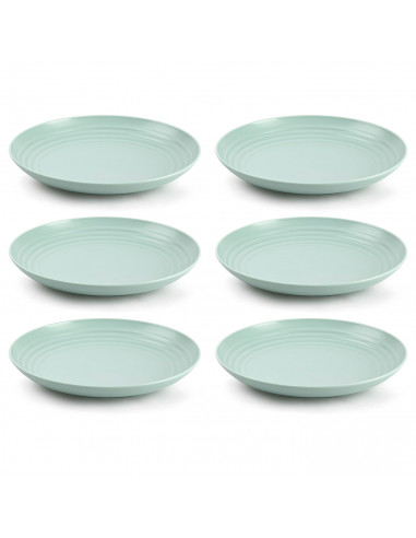Tradineur - Pack de 6 Platos llanos - Fabricado en Plástico - Apto para uso alimenticio, Microondas y Congelador - Ø 22 x 3 cm -