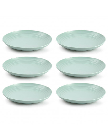 Tradineur - Pack de 6 Platos llanos - Fabricado en Plástico - Apto para uso alimenticio, Microondas y Congelador - Ø 22 x 3 cm -