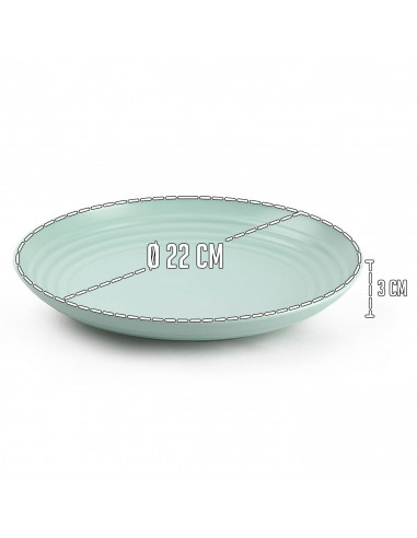Tradineur - Pack de 6 Platos llanos - Fabricado en Plástico - Apto para uso alimenticio, Microondas y Congelador - Ø 22 x 3 cm -