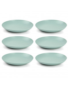 Tradineur - Pack de 6 Platos llanos - Fabricado en Plástico - Apto para uso alimenticio, Microondas y Congelador - Ø 20 x 2,7 cm