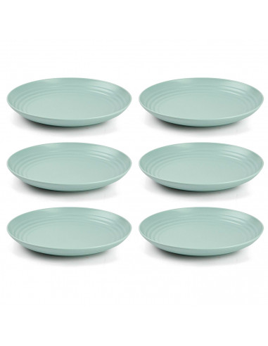 Tradineur - Pack de 6 Platos llanos - Fabricado en Plástico - Apto para uso alimenticio, Microondas y Congelador - Ø 20 x 2,7 cm