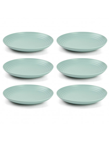 Tradineur - Pack de 6 Platos llanos - Fabricado en Plástico - Apto para uso alimenticio, Microondas y Congelador - Ø 20 x 2,7 cm