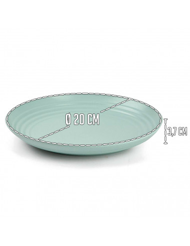 Tradineur - Pack de 6 Platos llanos - Fabricado en Plástico - Apto para uso alimenticio, Microondas y Congelador - Ø 20 x 2,7 cm