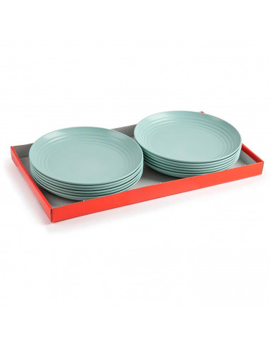 Tradineur - Pack de 6 Platos llanos - Fabricado en Plástico - Apto para uso alimenticio, Microondas y Congelador - Ø 20 x 2,7 cm
