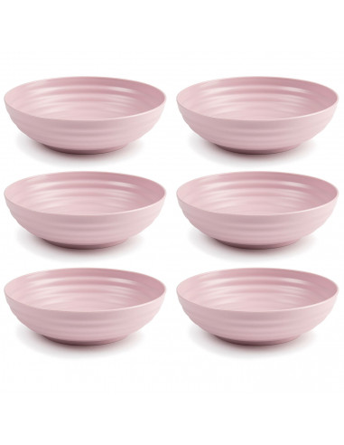 Tradineur - Pack de 6 Platos hondos - Fabricado en Plástico - Apto para uso alimenticio, Microondas y Congelador - Ø 19 x 5,5 cm