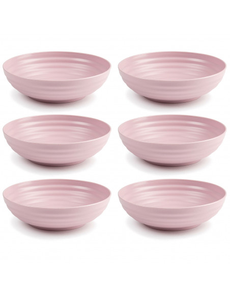 Tradineur - Pack de 6 Platos hondos - Fabricado en Plástico - Apto para uso alimenticio, Microondas y Congelador - Ø 19 x 5,5 cm