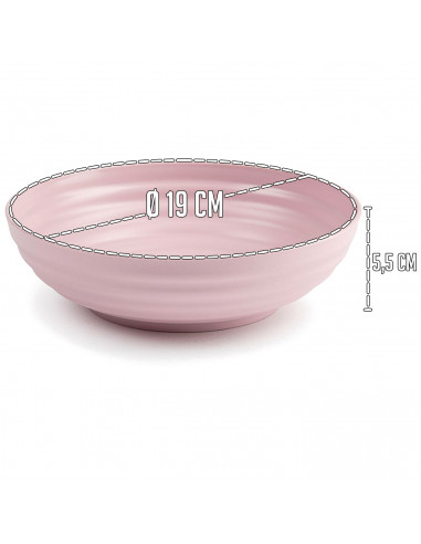 Tradineur - Pack de 6 Platos hondos - Fabricado en Plástico - Apto para uso alimenticio, Microondas y Congelador - Ø 19 x 5,5 cm