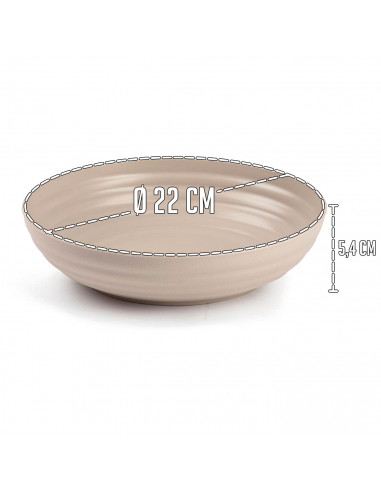Tradineur - Pack de 6 Platos hondos - Fabricado en Plástico - Apto para uso alimenticio, Microondas y Congelador - Ø 22 x 5,4 cm