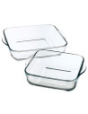Tradineur - Set de 2 bandejas cuadradas para horno, vidrio borosilicato, molde, fuente transparente, lasaña, aptas para microond