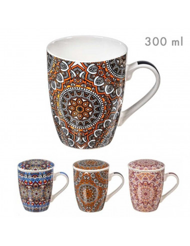 Tradineur - Taza para té, infusiones, incluye filtro y tapa, cerámica y acero inoxidable, mantiene caliente la infusión, regalo