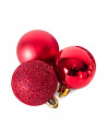 Tradineur - Pack de 12 Bolas de Navidad Modelos surtidos - Fabricado en Plástico - Cordón Dorado - Decoración de Navidad - Ø 6 c