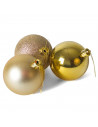Tradineur - Pack de 12 Bolas de Navidad Modelos surtidos - Fabricado en Plástico - Cordón Dorado - Decoración de Navidad - Ø 6 c