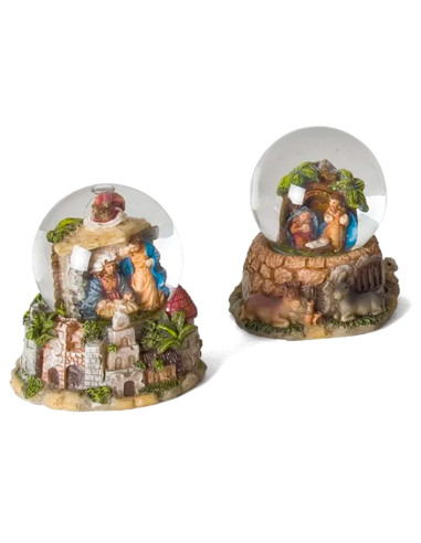 Tradineur - Bola de Agua Nevada Navideña - Figura del Nacimiento - Fabricado en Resina - Decoración navideña - 9 cm - Modelo Ale