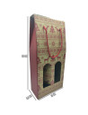 Tradineur - Pack de 3 Cajas plegables de cartón con ventanas para 2 botellas de vino - Incluyen cuerda como asa - Diseños navide