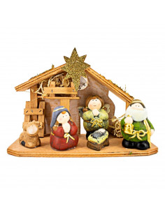Tradineur - Conjunto de 5 figuras de nacimiento Naif con luz LED - Figura decorativa divertida para nacimiento, navidad, decorac