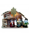 Tradineur - Conjunto de 5 figuras de nacimiento Naif con luz LED - Figura decorativa divertida para nacimiento, navidad, decorac