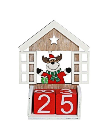 Tradineur - Calendario Navideño - Fabricado en madera - Figura decorativa divertida para nacimiento, Navidad, decoración tradici