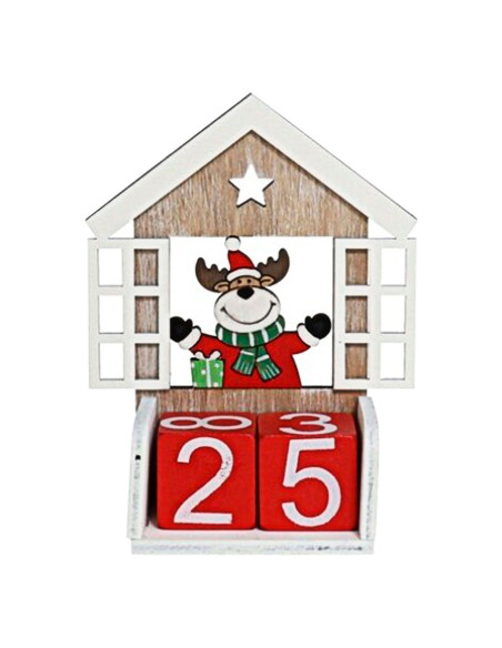 Tradineur - Calendario Navideño - Fabricado en madera - Figura decorativa divertida para nacimiento, Navidad, decoración tradici