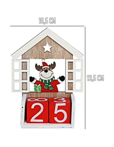 Tradineur - Calendario Navideño - Fabricado en madera - Figura decorativa divertida para nacimiento, Navidad, decoración tradici