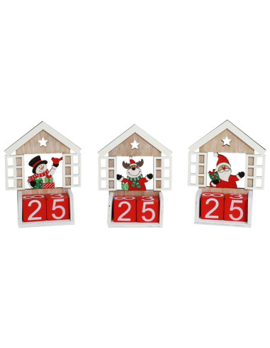 Tradineur - Calendario Navideño - Fabricado en madera - Figura decorativa divertida para nacimiento, Navidad, decoración tradici