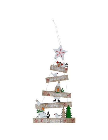 Tradineur - Pack de 2 Colgantes para árbol de Navidad - Fabricado en Madera - Frase grabada en letrero - 24,5 x 13,5 x 0,5 cm -