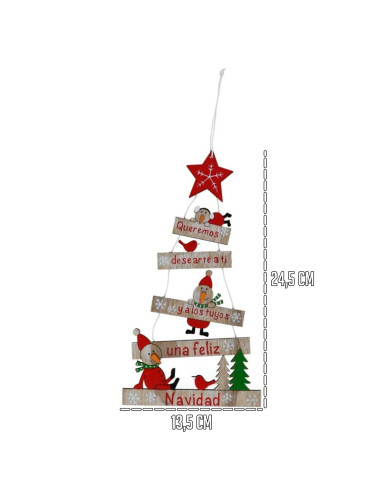 Tradineur - Pack de 2 Colgantes para árbol de Navidad - Fabricado en Madera - Frase grabada en letrero - 24,5 x 13,5 x 0,5 cm -