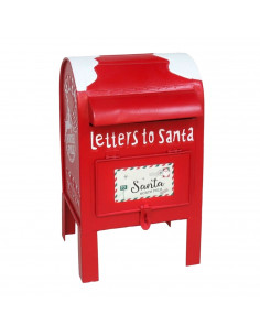 Tradineur - Buzón Americano Navideño - Diseño nevado - Fabricado en Plástico - Figura decorativa - 28 x 16 x 17 cm - Color Rojo