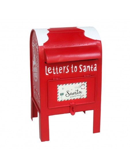 Tradineur - Buzón Americano Navideño - Diseño nevado - Fabricado en Plástico - Figura decorativa - 28 x 16 x 17 cm - Color Rojo