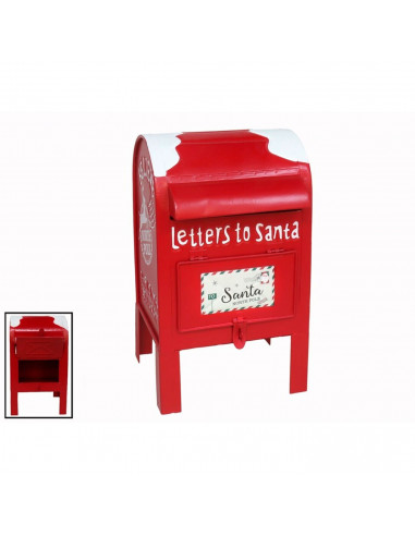 Tradineur - Buzón Americano Navideño - Diseño nevado - Fabricado en Plástico - Figura decorativa - 28 x 16 x 17 cm - Color Rojo