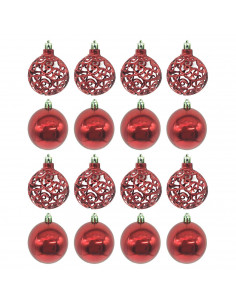 Tradineur - Pack de 16 Bolas de Navidad con diseño de giros - Fabricado en Plástico - Cordón Dorado - Decoración de Navidad - Ø