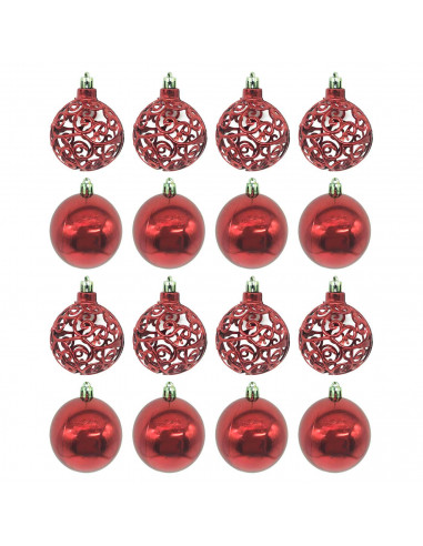Tradineur - Pack de 16 Bolas de Navidad con diseño de giros - Fabricado en Plástico - Cordón Dorado - Decoración de Navidad - Ø
