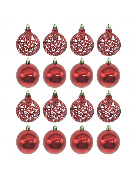 Tradineur - Pack de 16 Bolas de Navidad con diseño de giros - Fabricado en Plástico - Cordón Dorado - Decoración de Navidad - Ø Tradineur - Pack de 16 Bolas de Navidad con diseño de giros - Fabricado en Plástico - Cordón Dorado - Decoración de Navidad - Ø