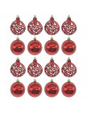 Tradineur - Pack de 16 Bolas de Navidad con diseño de giros - Fabricado en Plástico - Cordón Dorado - Decoración de Navidad - Ø