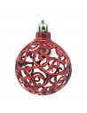 Tradineur - Pack de 16 Bolas de Navidad con diseño de giros - Fabricado en Plástico - Cordón Dorado - Decoración de Navidad - Ø