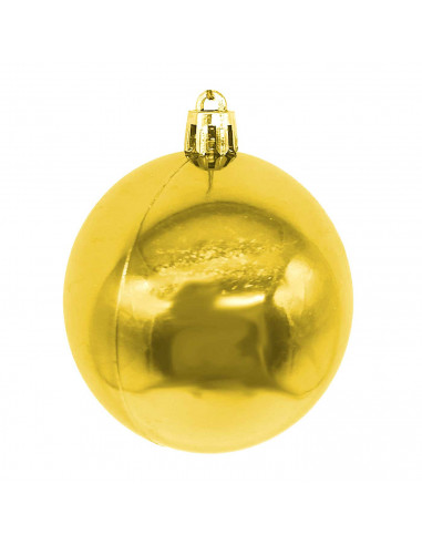 Tradineur - Pack de 16 Bolas de Navidad con diseño de giros - Plástico - Cordón Dorado - Decoración de Navidad - Ø 6 cm - Color