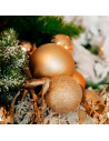 Tradineur - Pack de 16 Bolas de Navidad con diseño de giros - Plástico - Cordón Dorado - Decoración de Navidad - Ø 6 cm - Color