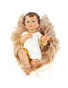 Tradineur - Figura del niño Jesus - Diseño con toga blanca con bordes dorados - Fabricado en Resina - Decoración navideña para p