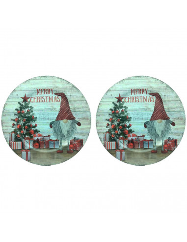 Tradineur - Pack de 2 Bajoplatos con diseño de Duende con Gorro - Fabricado en Plástico - Ideal para decoración para Navidad - Ø