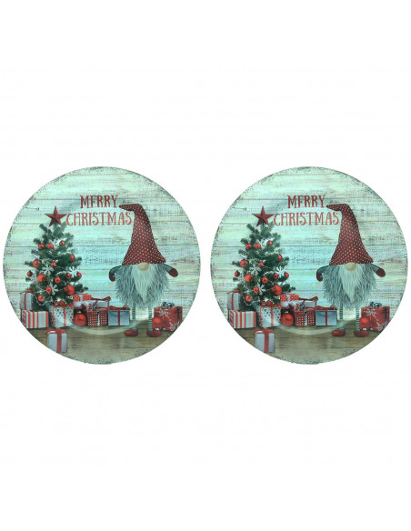 Tradineur - Pack de 2 Bajoplatos con diseño de Duende con Gorro - Fabricado en Plástico - Ideal para decoración para Navidad - Ø
